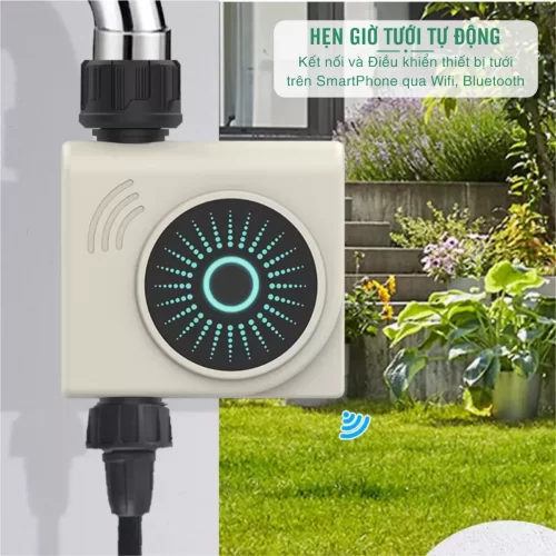 Đồng hồ hẹn giờ tưới cây tự động HCT-611, kết nối Wifi & Bluetooth, dùng Pin