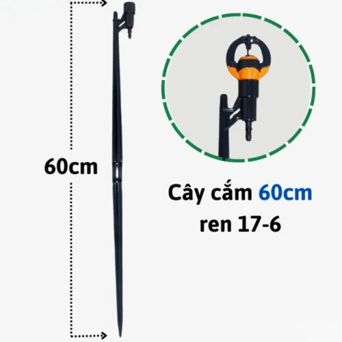 Cây cắm béc tưới 60cm ren 17mm ra ống 6/8mm