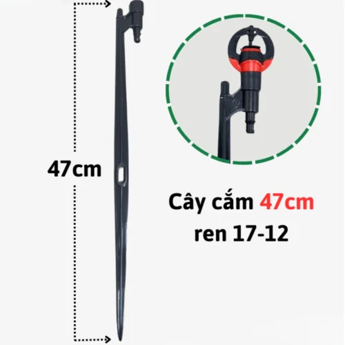 Cây cắm béc tưới 47cm ren 17mm ra ống 10/12mm