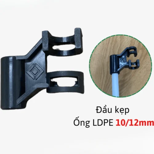 Đầu kẹp ống LDPE 10/12mm làm từ chất liệu nhựa cao cấp, độ bền cao